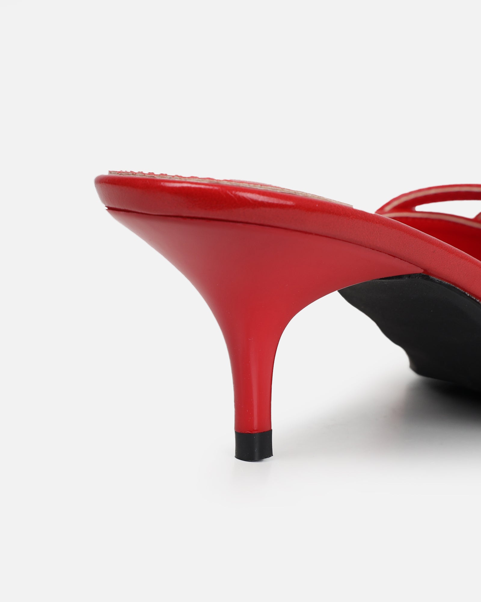 Simmi Red Low Heel Buckle Mules