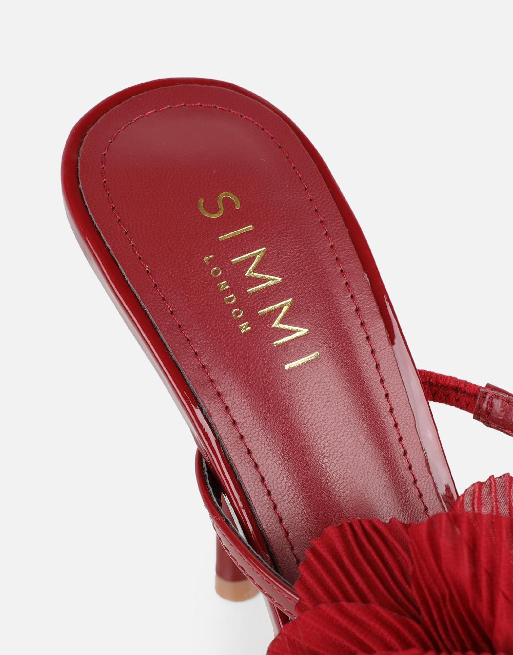Simmi Red Patent Flower Detail Heeled Sandals