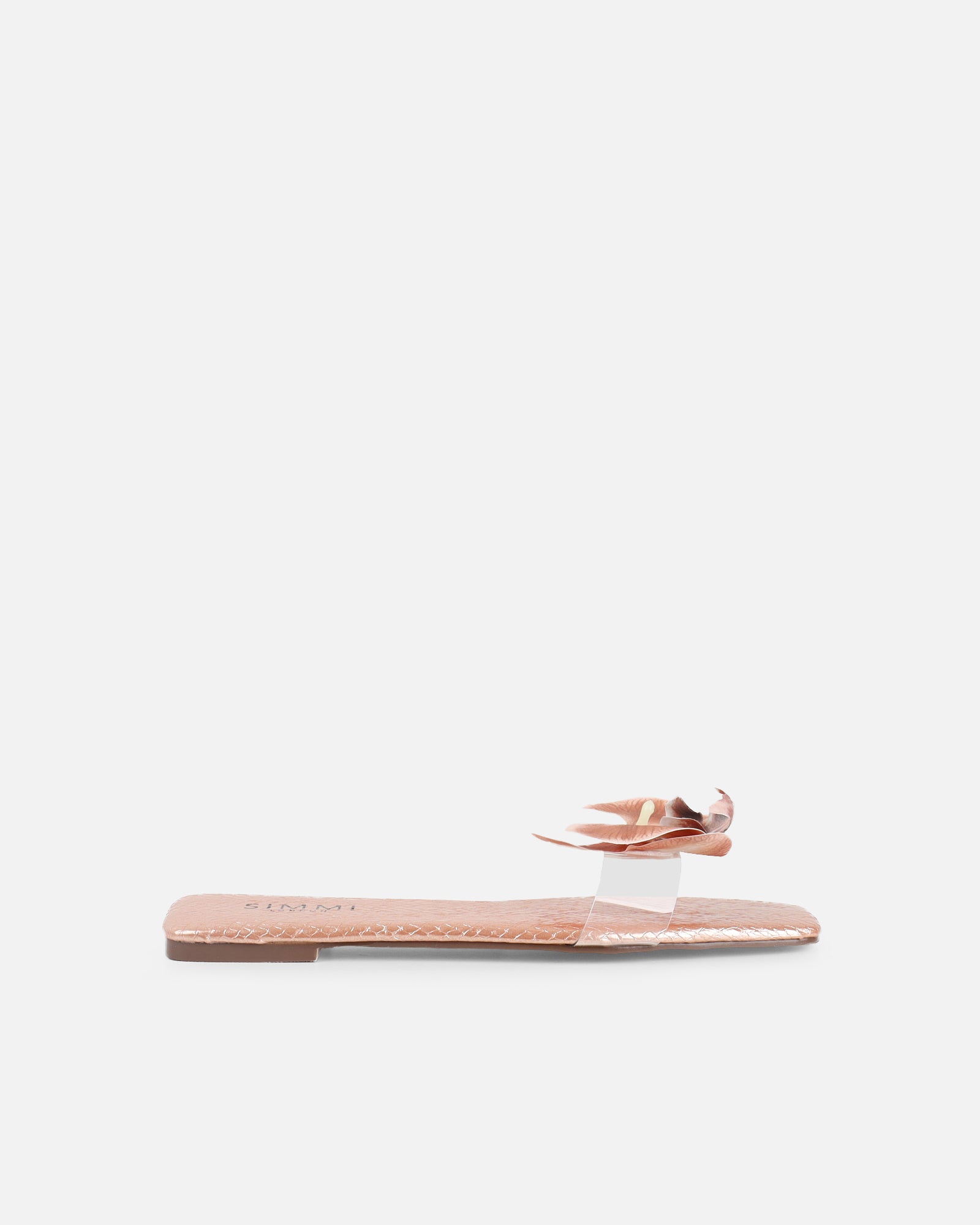 Simmi Rose Gold Snake Flower Slip On Flats