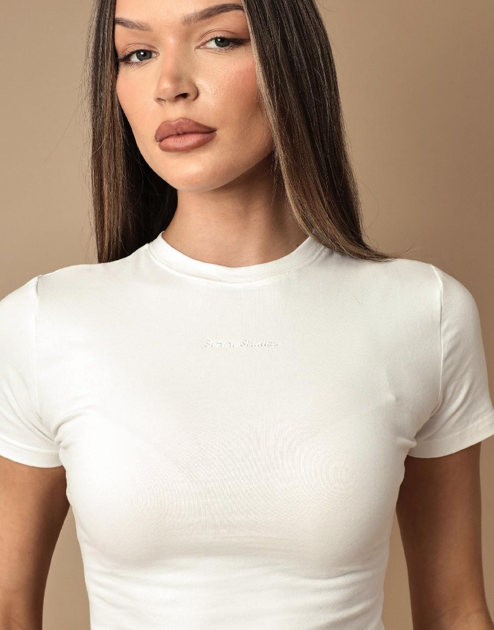 Simmi Short Sleeve Soft Cotton T-Shirt In White