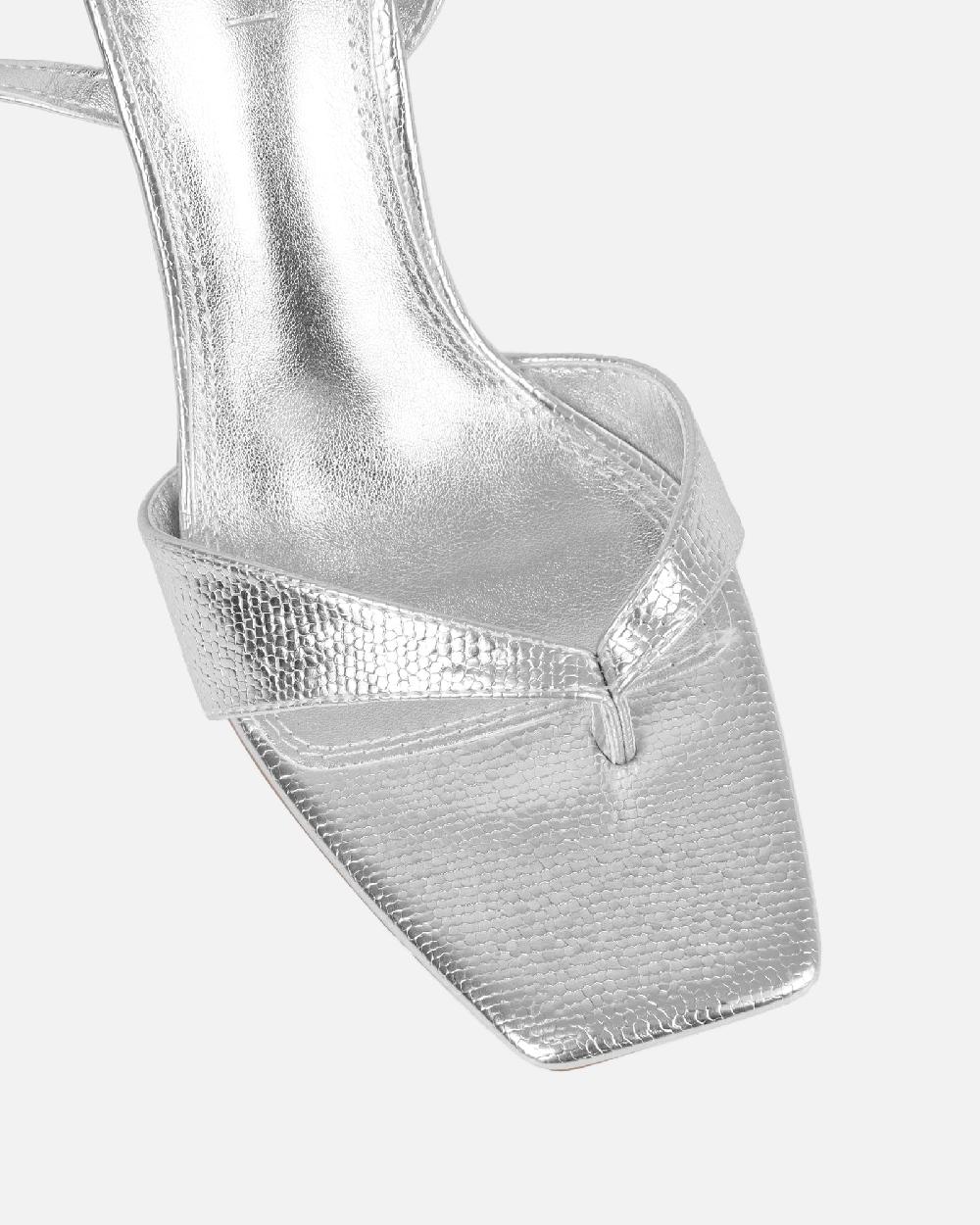 Simmi Silver Crackle Heeled Sandals