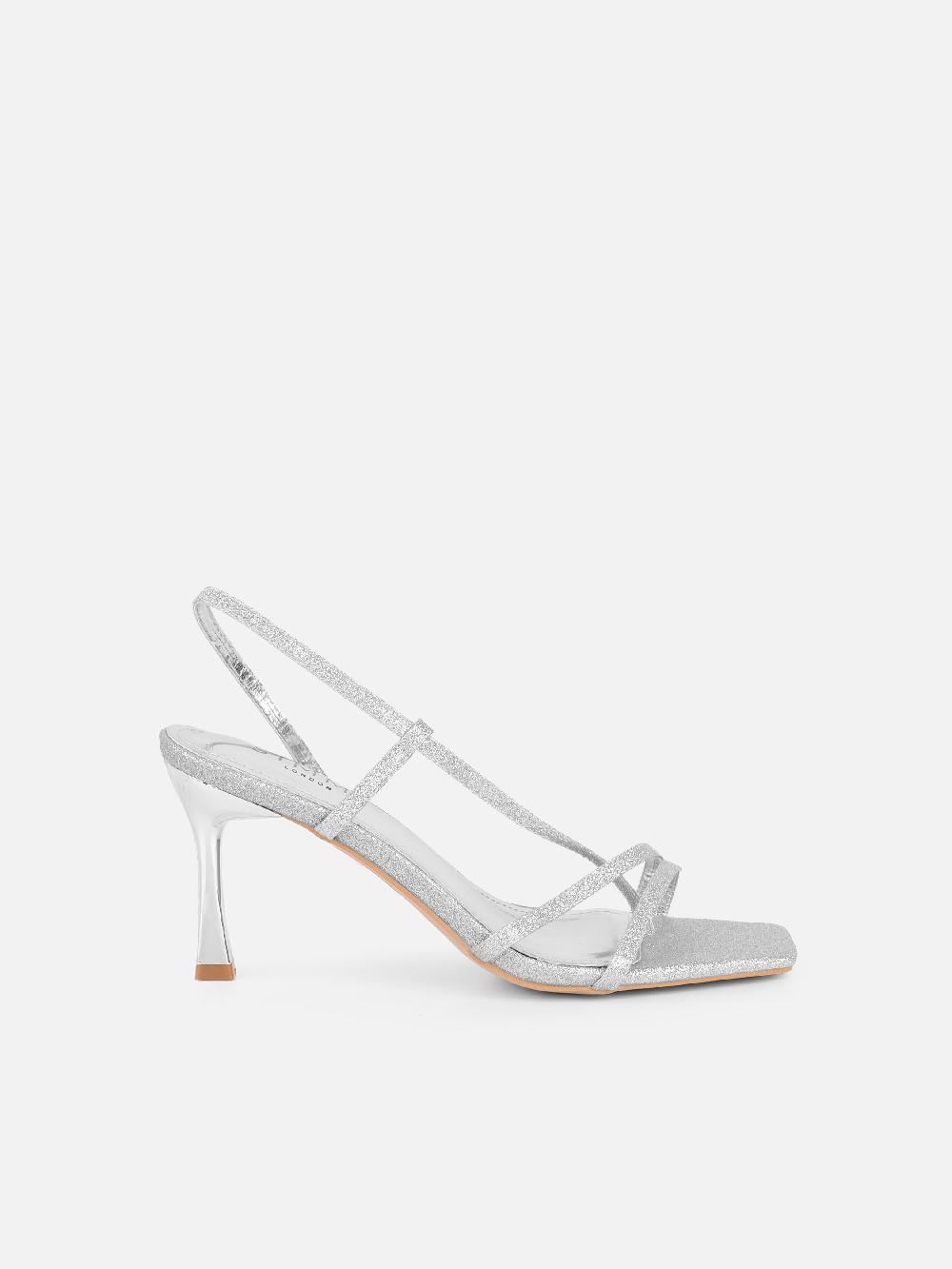 Simmi Silver Glitter Strappy Heeled Sandals