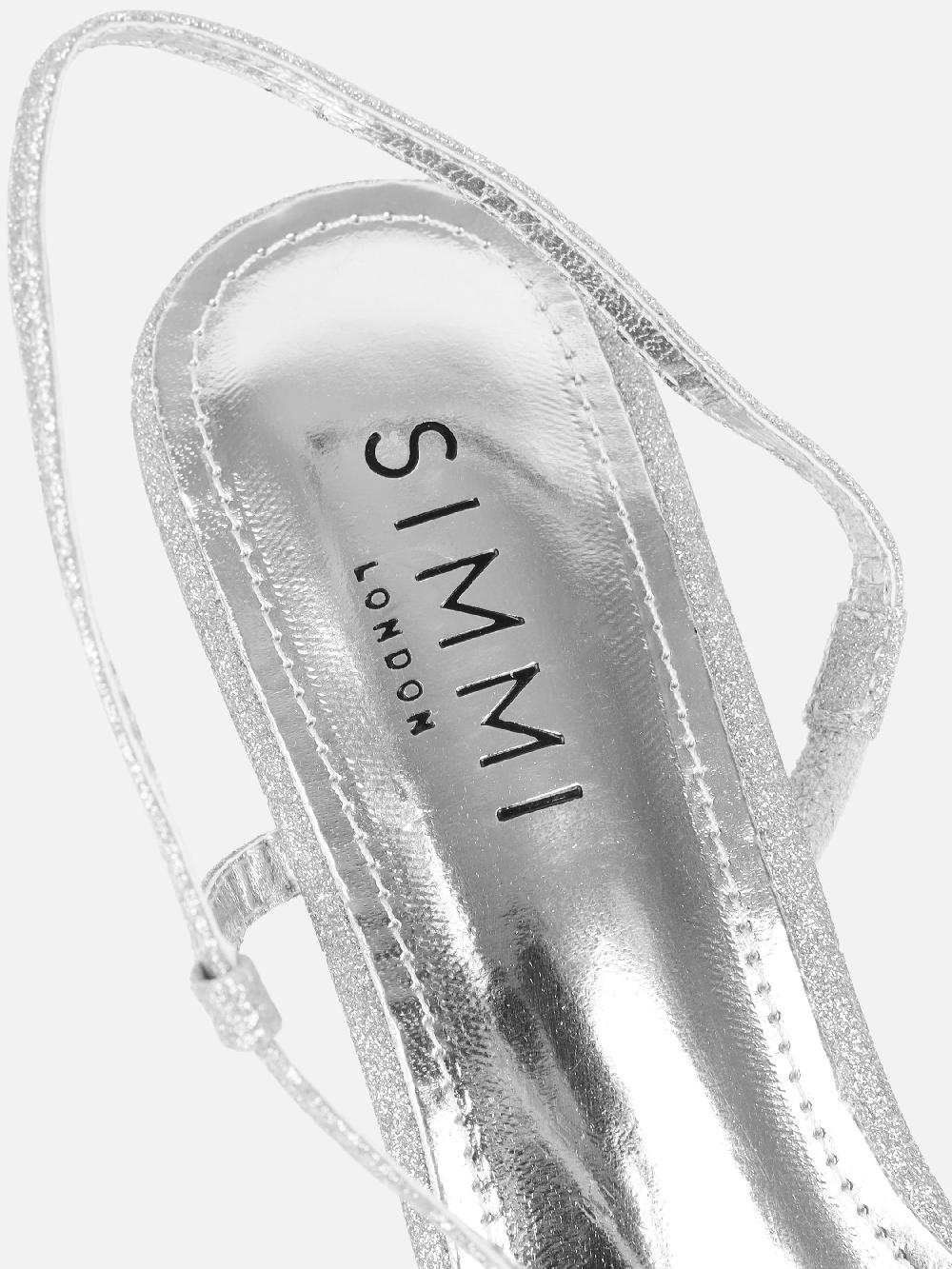 Simmi Silver Glitter Strappy Heeled Sandals