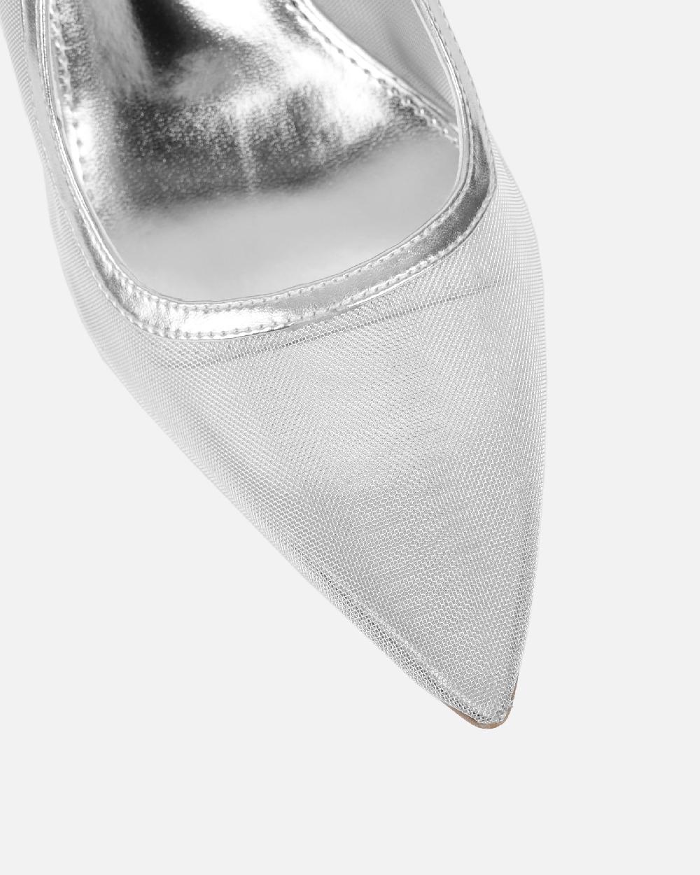 Simmi Silver Mesh Slingback Courts