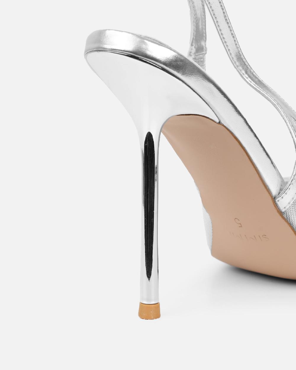 Simmi Silver Mesh Slingback Courts