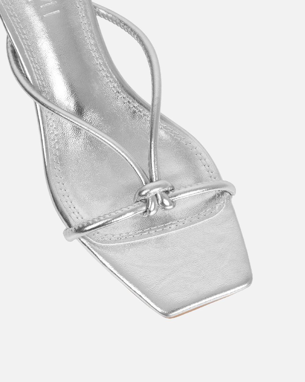 Simmi Silver Metallic Knotted Mules