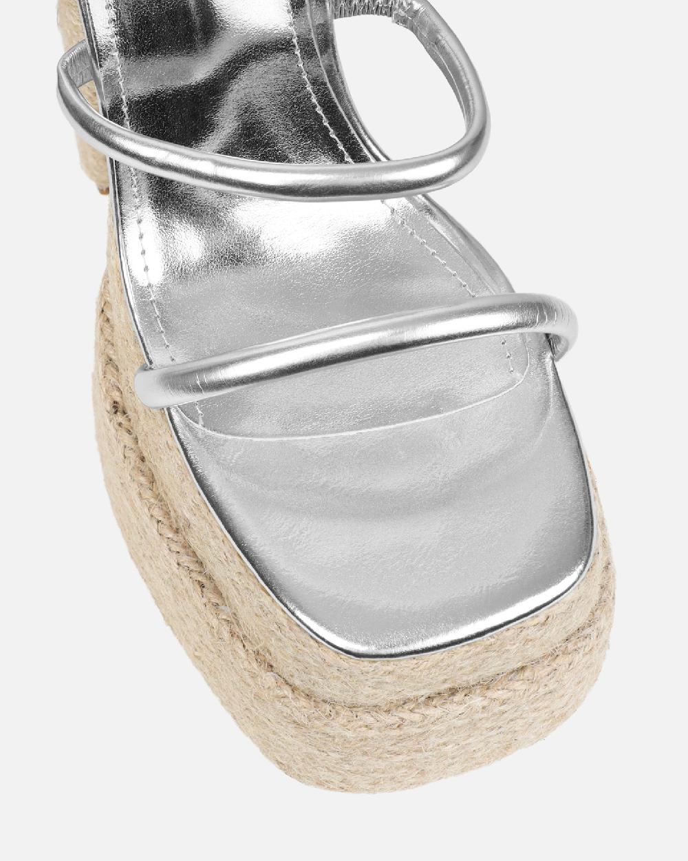 Simmi Silver Metallic Platform Espadrille Sandals