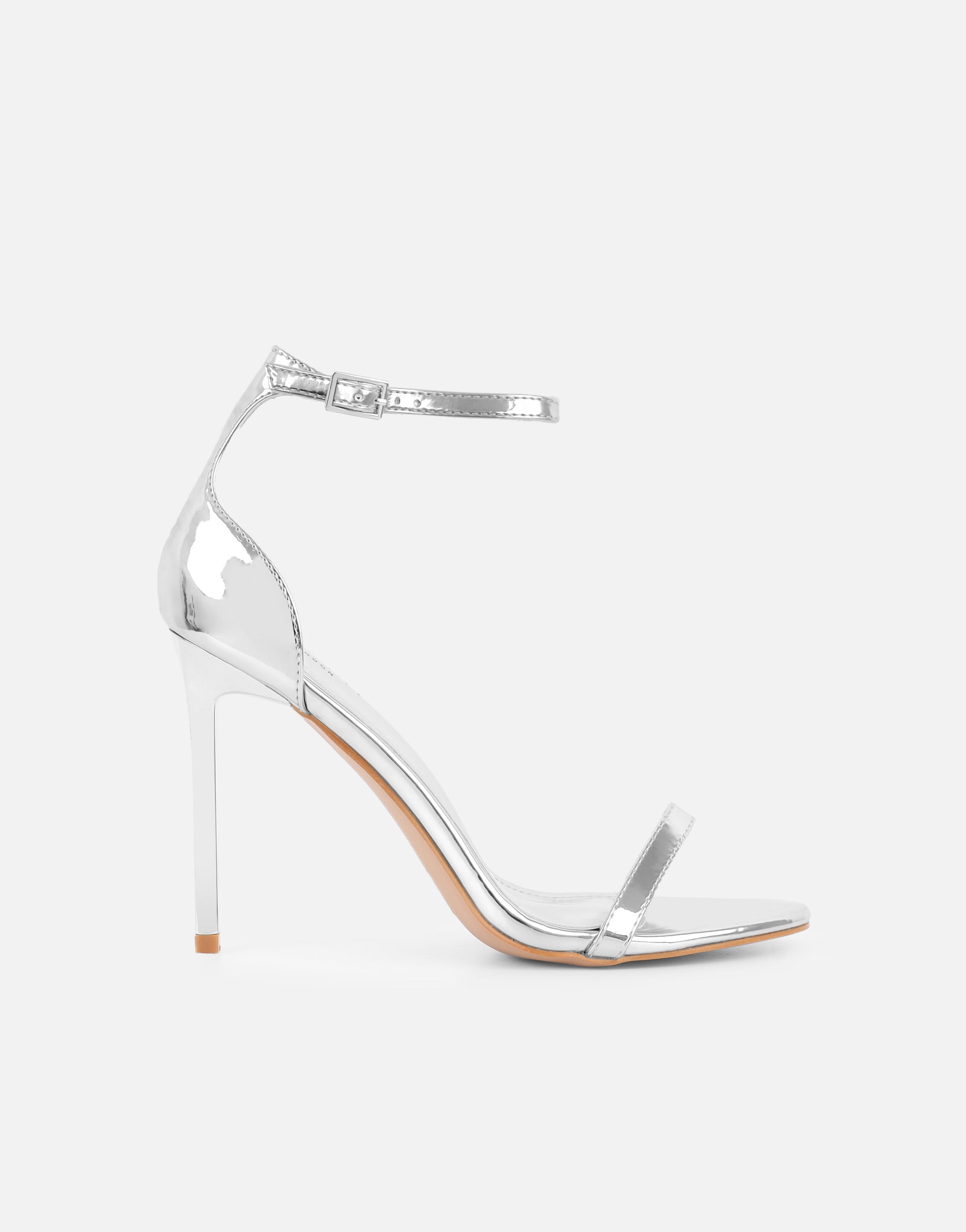 Simmi Silver Mirror Barely There Heeled Sandals