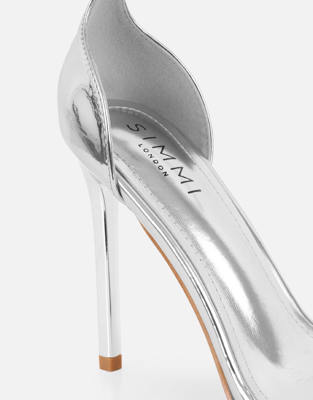 Simmi Silver Mirror Barely There Heeled Sandals