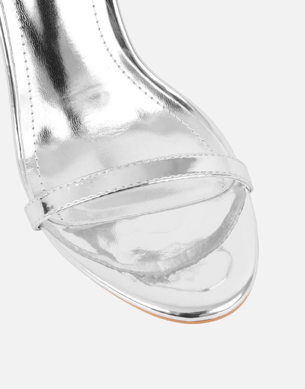 Simmi Silver Mirror Barely There Heeled Sandals