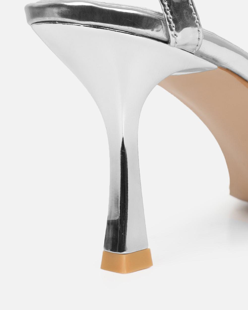 Simmi Silver Mirror Diamante Heeled Sandals