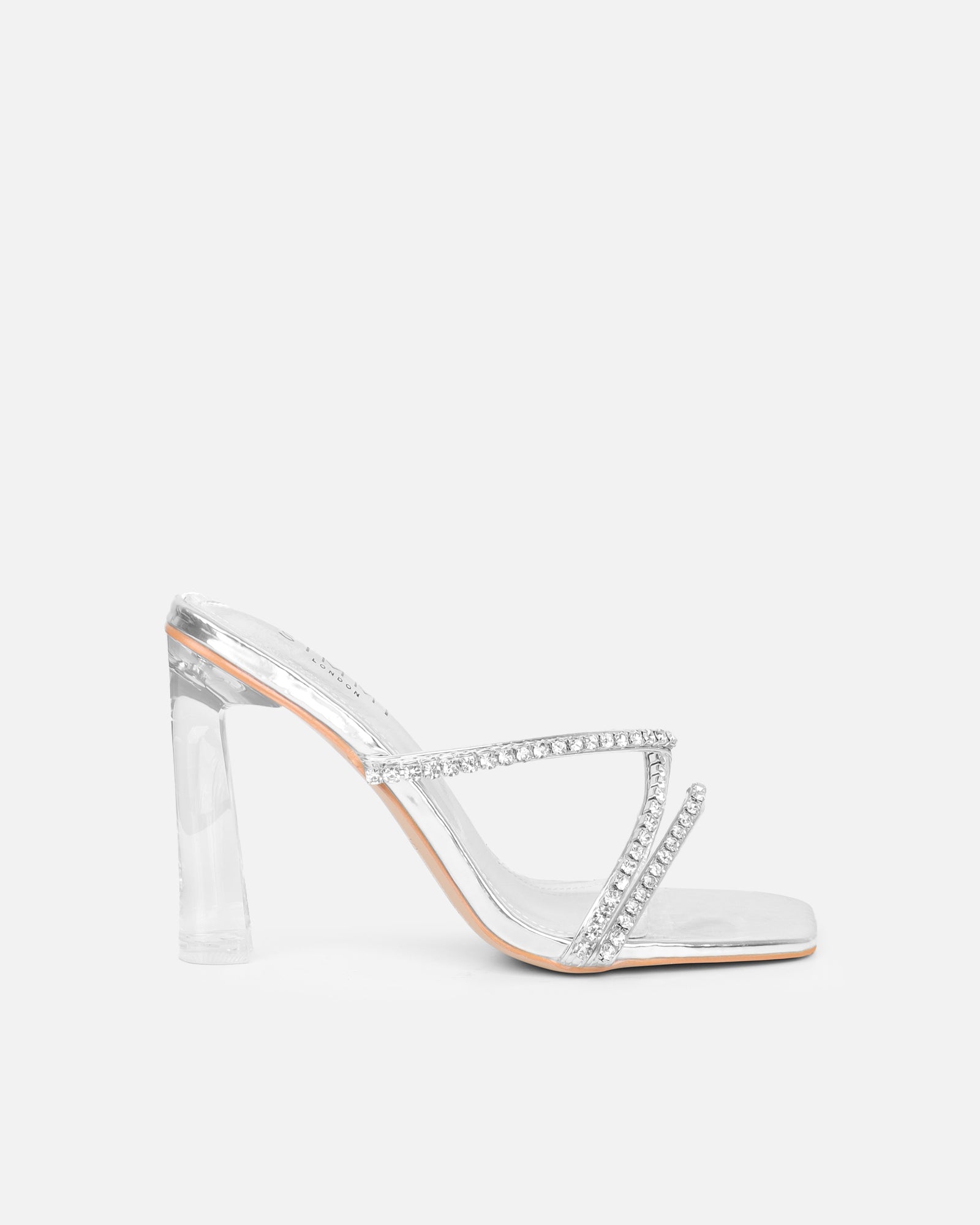 Simmi Silver Mirror Diamante Mules