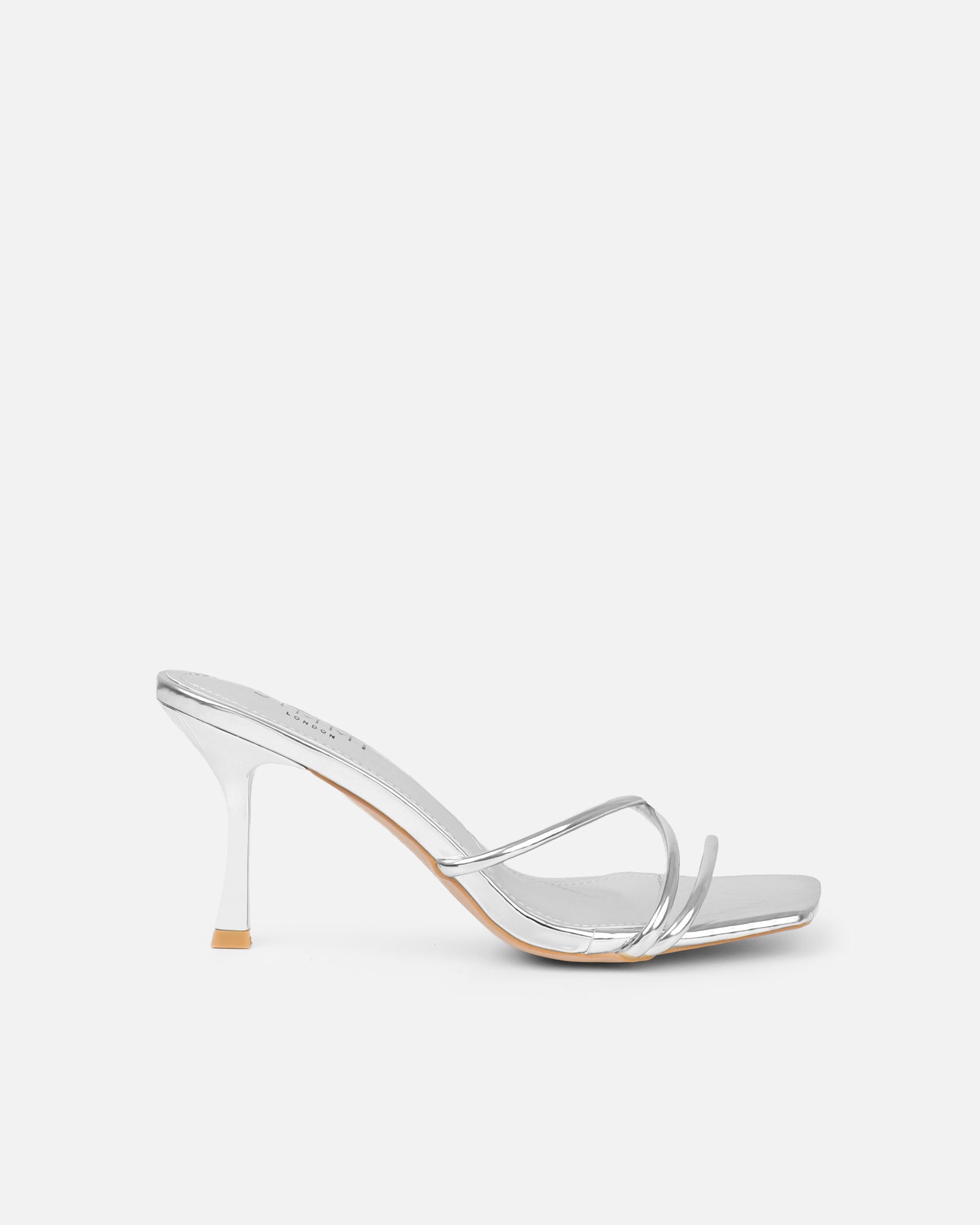 Simmi Silver Mirror Mid Heeled Sandals