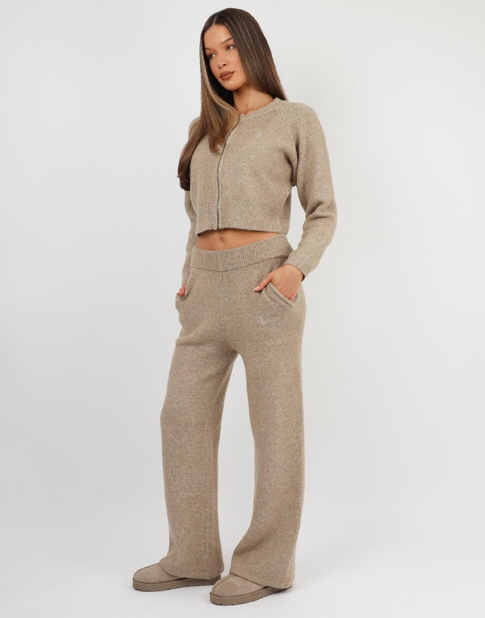 Simmi Simmi Studios Bomber Knit Jacket In Oatmeal