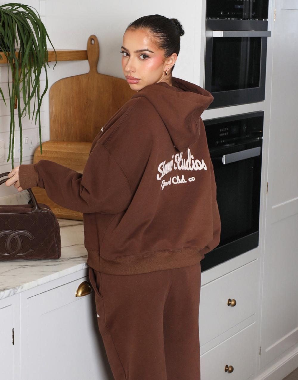 simmi Simmi Studios Bubble Print Hoodie In Brown