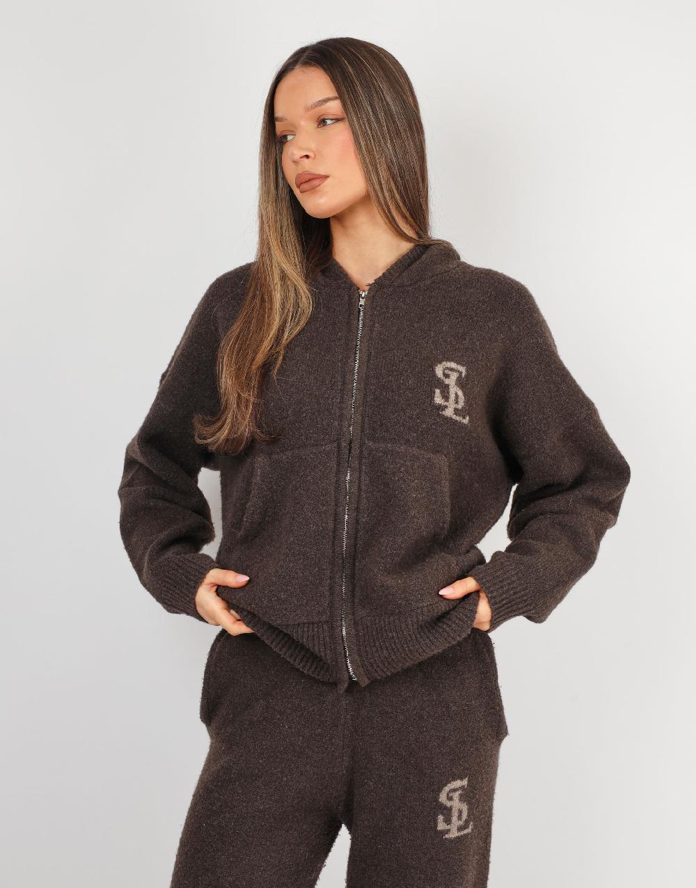 Simmi Simmi Studios Chunky Knit Hoodie In Teddy