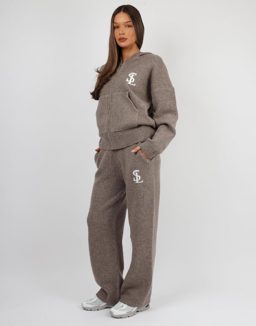 simmi Simmi Studios Chunky Knit Trousers In Mocha