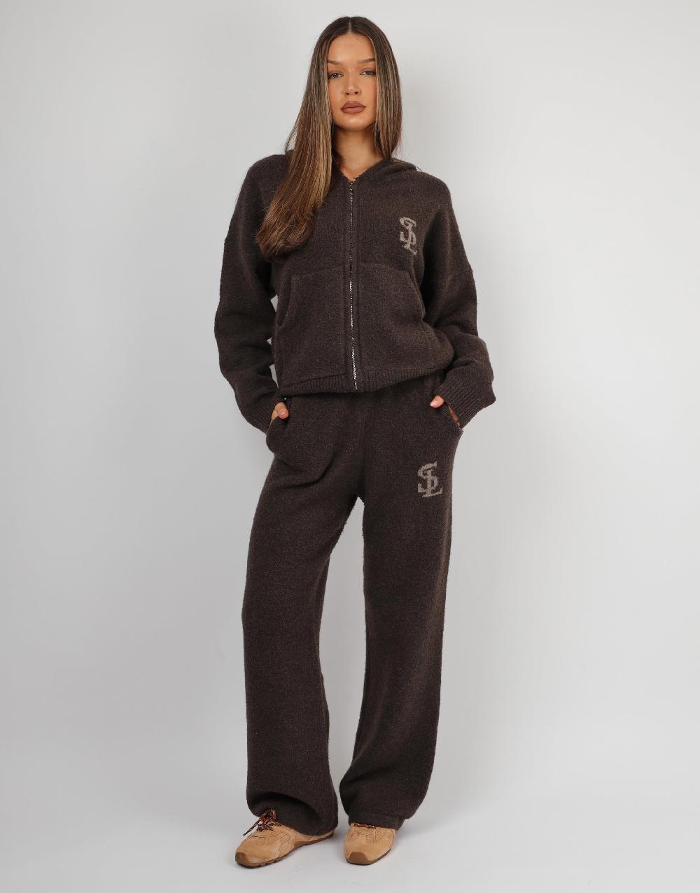 Simmi Simmi Studios Chunky Knit Trousers In Teddy