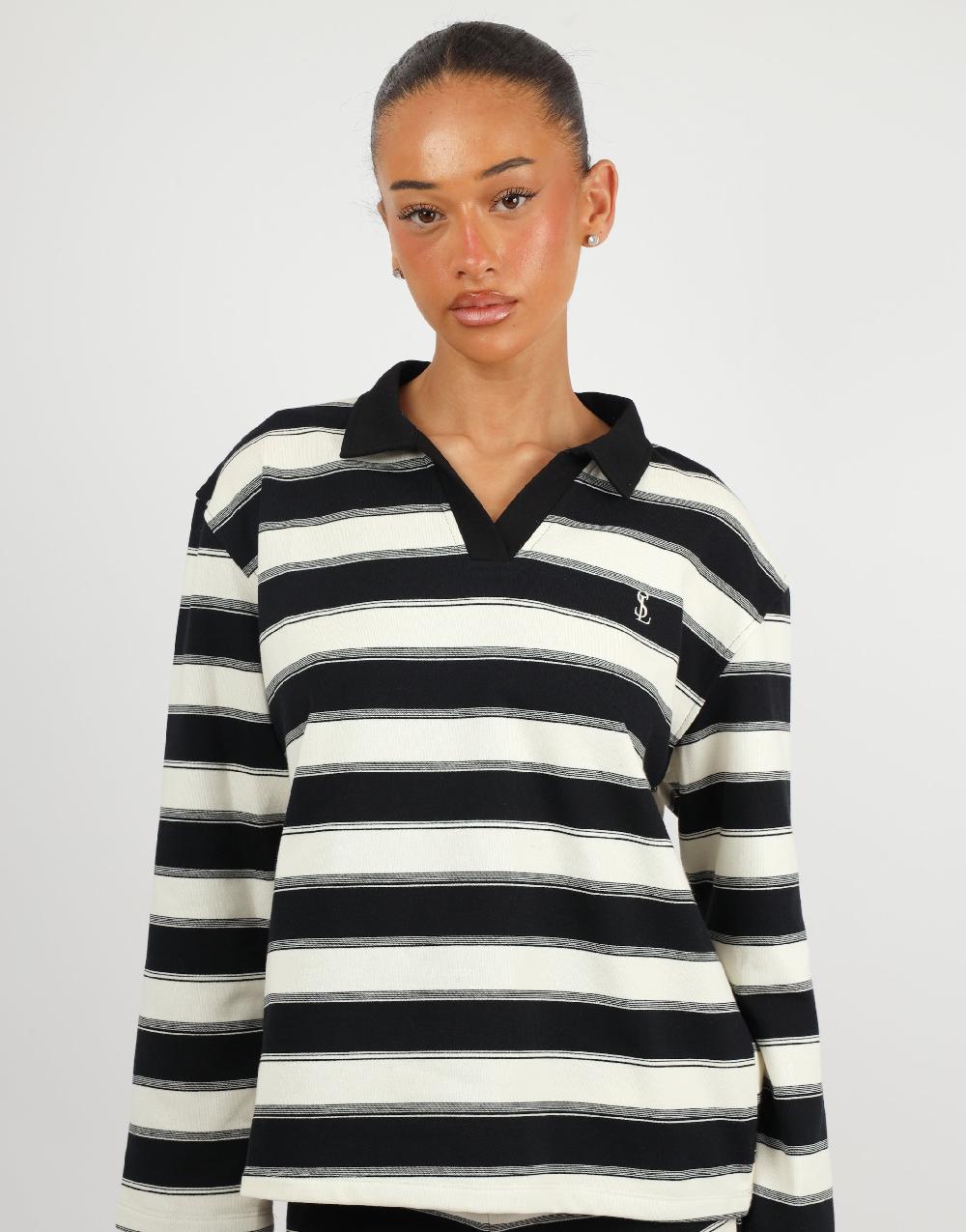 Simmi Simmi Studios Stripe Rugby Top In Black