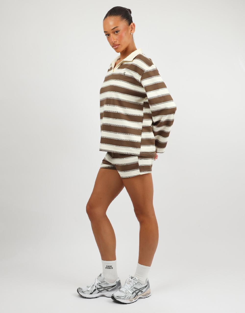 Simmi Simmi Studios Stripe Rugby Top In Brown