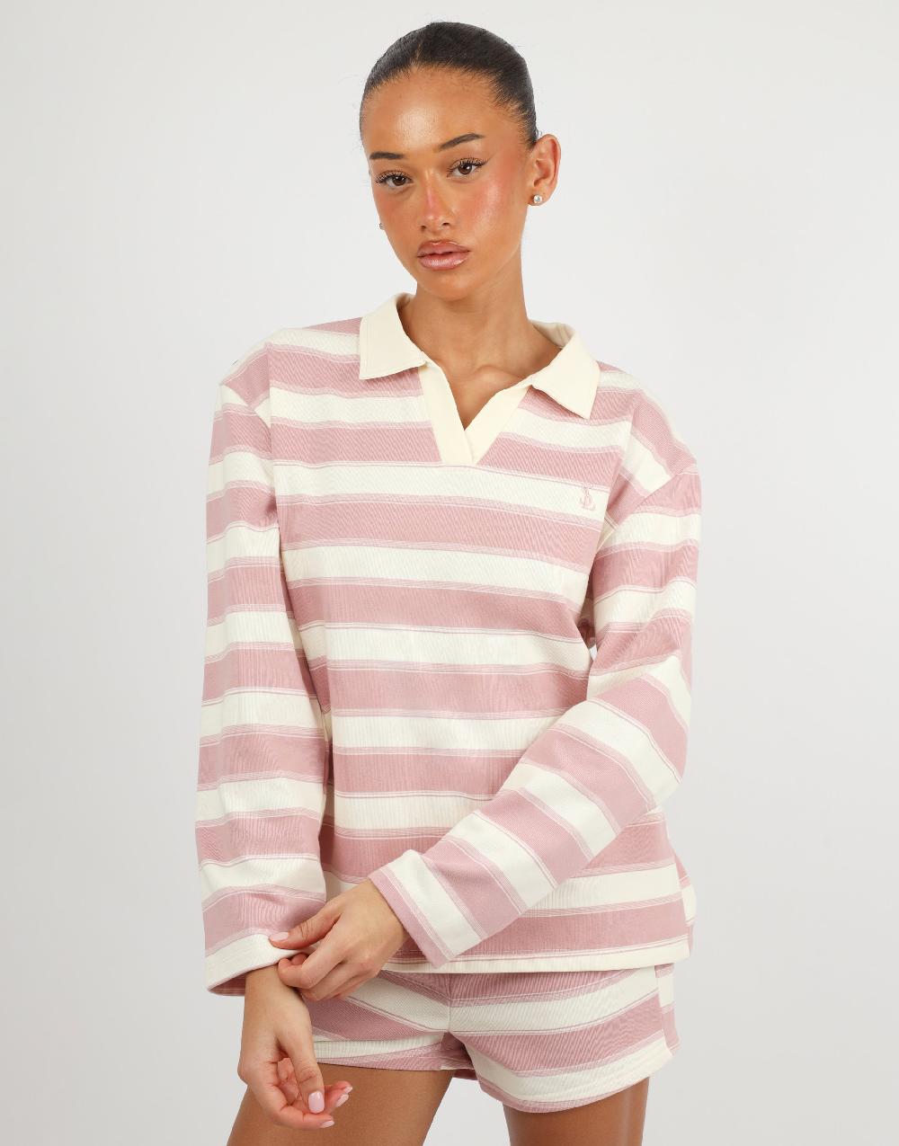 Simmi Simmi Studios Stripe Rugby Top In Pink