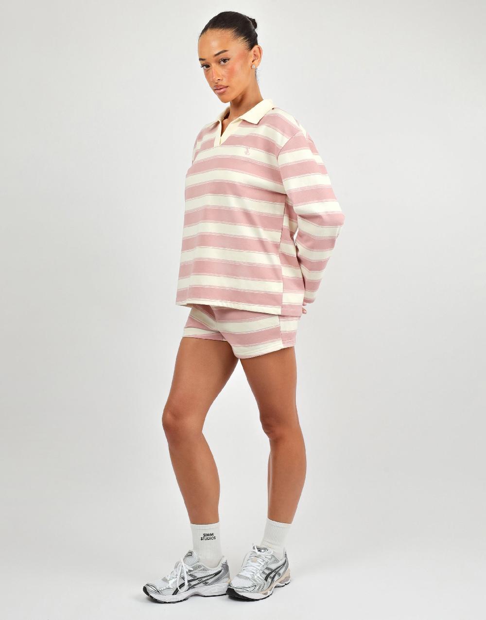 Simmi Simmi Studios Stripe Rugby Top In Pink