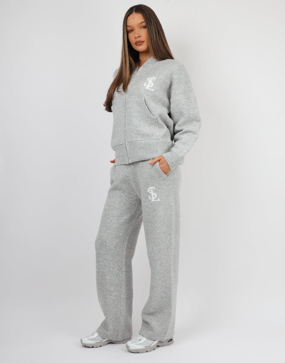 Simmi Simmi Studios Chunky Knit Hoodie In Light Grey