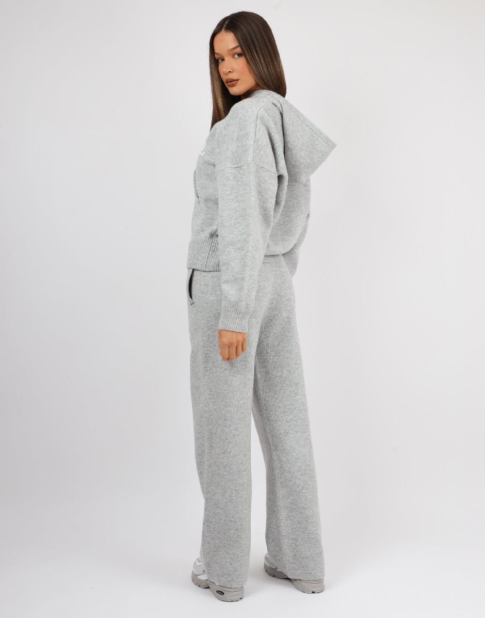 Simmi Simmi Studios Chunky Knit Hoodie In Light Grey