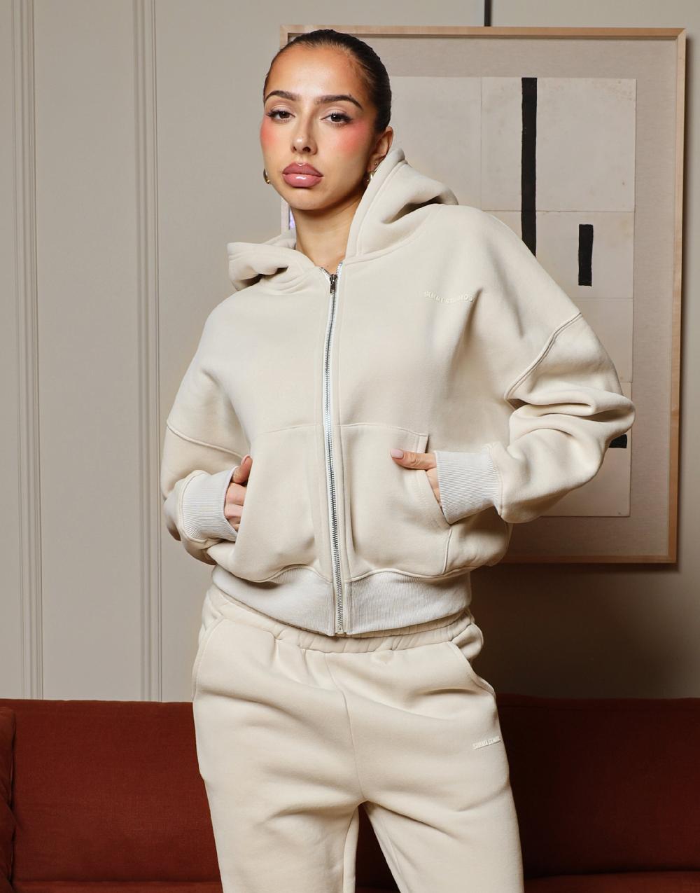 simmi Simmi Studios Essentials Zip Hoodie In Light Beige