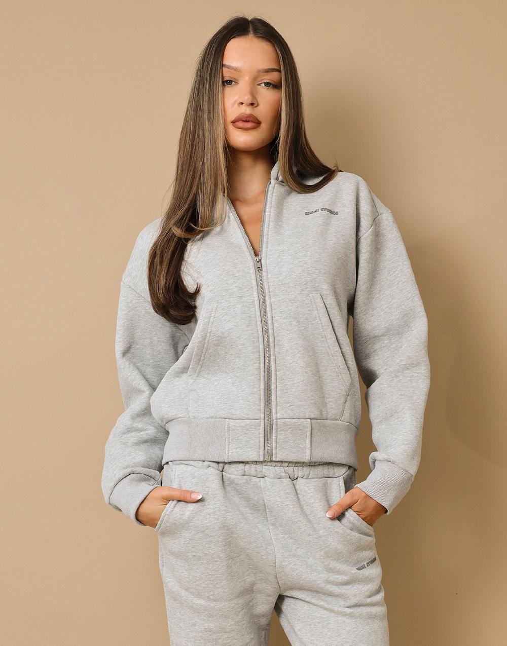 simmi Simmi Studios Essentials Zip Through Hoodie in Grey Marl