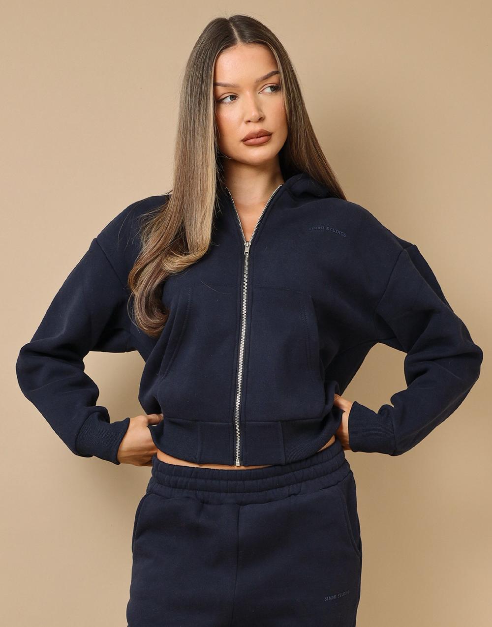 simmi Simmi Studios Essentials Zip Through Hoodie in Navy