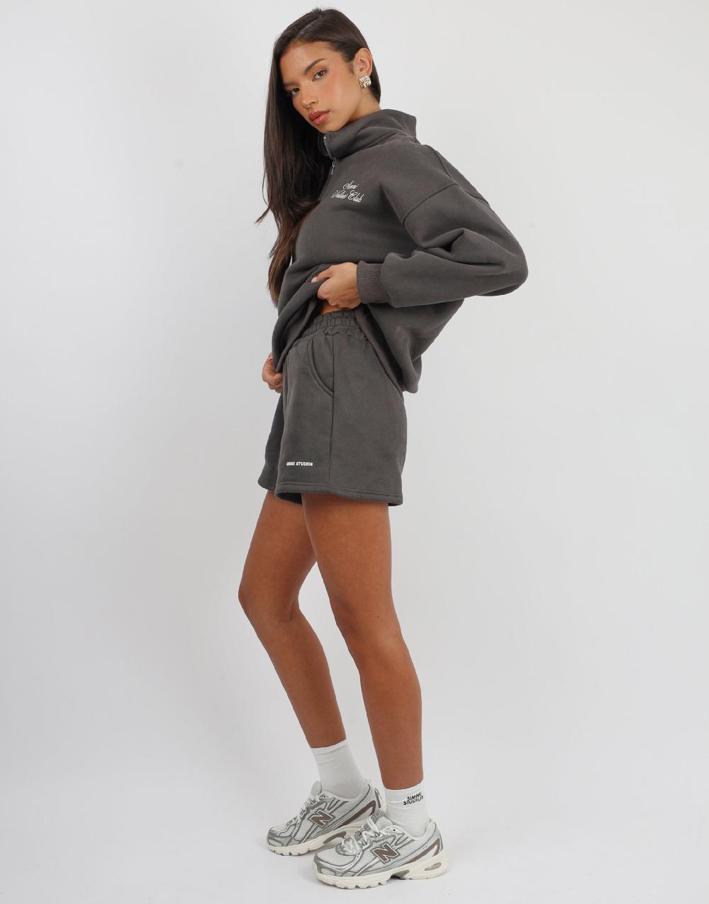 Simmi Simmi Studios Half Zip Slogan Sweatshirt In Slate