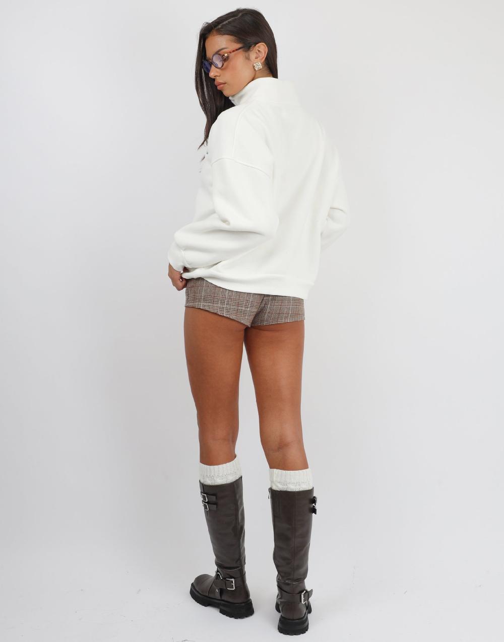Simmi Simmi Studios Half Zip Slogan Sweatshirt In White