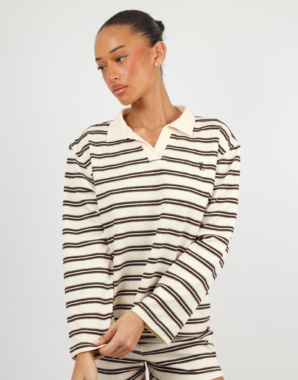 Simmi Simmi Studios Small Stripe Rugby Top In Brown