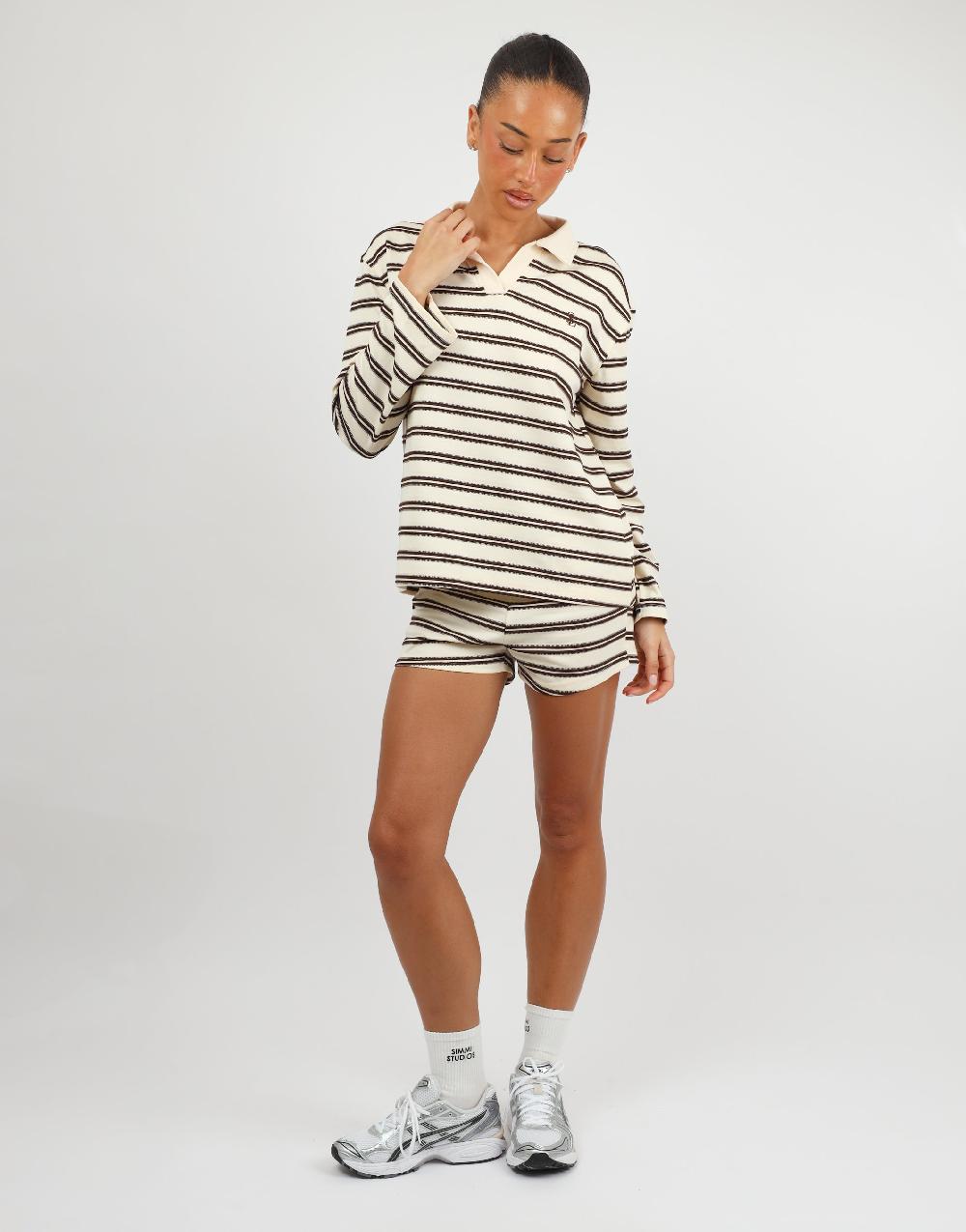 Simmi Simmi Studios Small Stripe Rugby Top In Brown