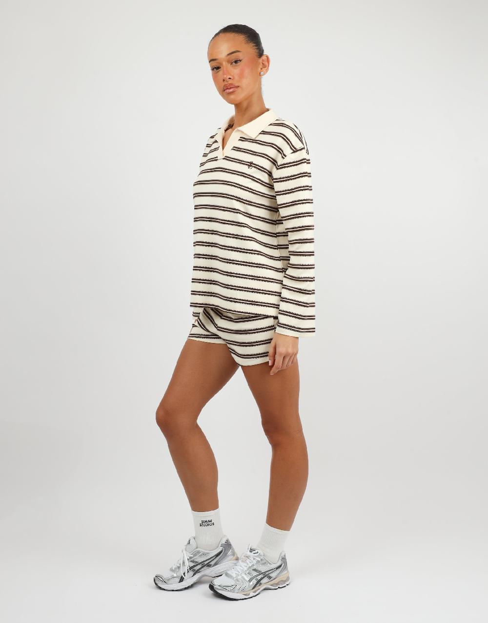 Simmi Simmi Studios Small Stripe Rugby Top In Brown