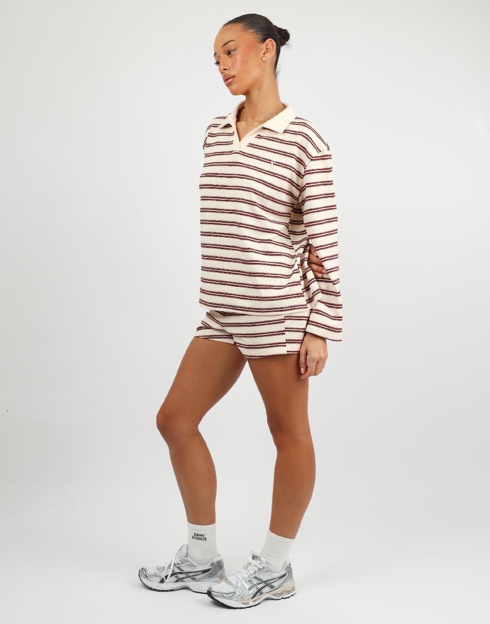 Simmi Simmi Studios Small Stripe Rugby Top In Burgundy