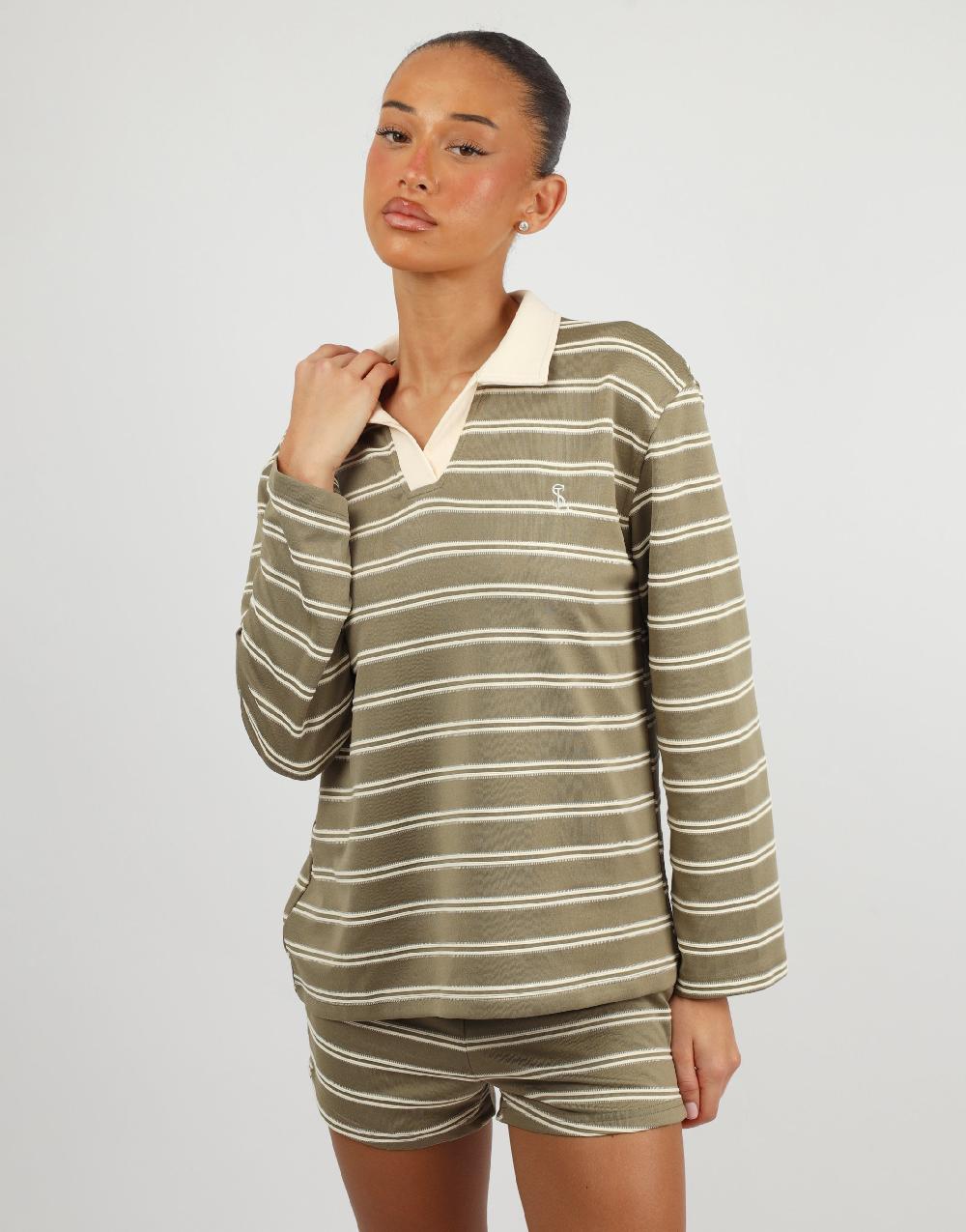Simmi Simmi Studios Small Stripe Rugby Top In Green