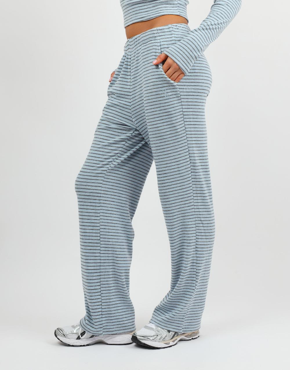 Simmi Simmi Studios Soft Stripe Fine Ribbed Trouser In Blue