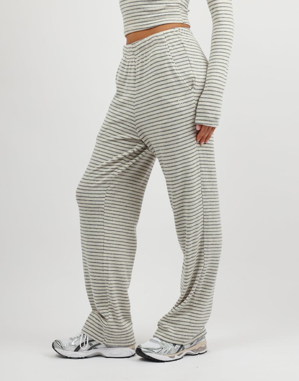 Simmi Simmi Studios Soft Stripe Fine Ribbed Trouser In Cream