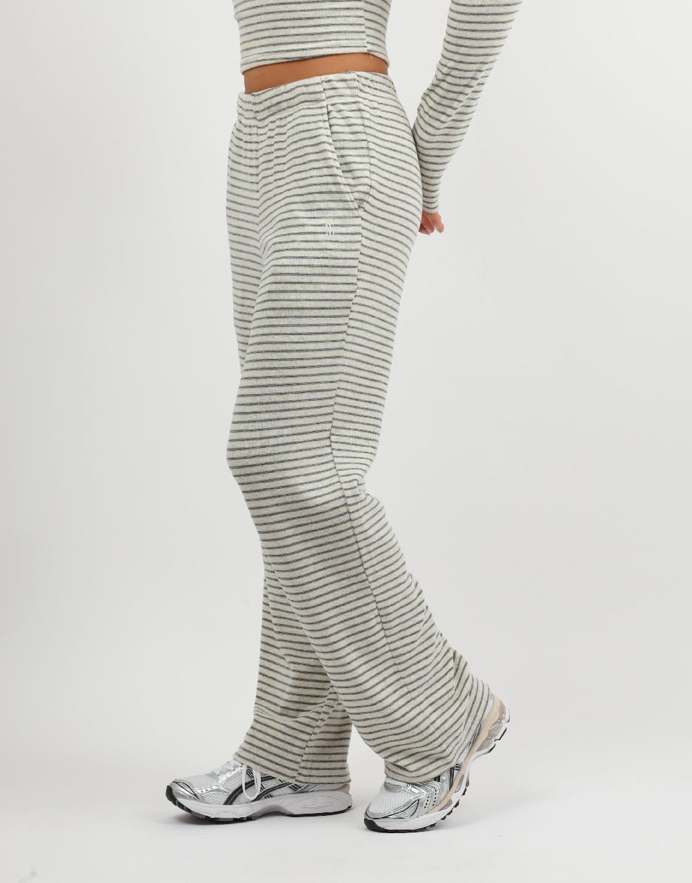 Simmi Simmi Studios Soft Stripe Fine Ribbed Trouser In Cream