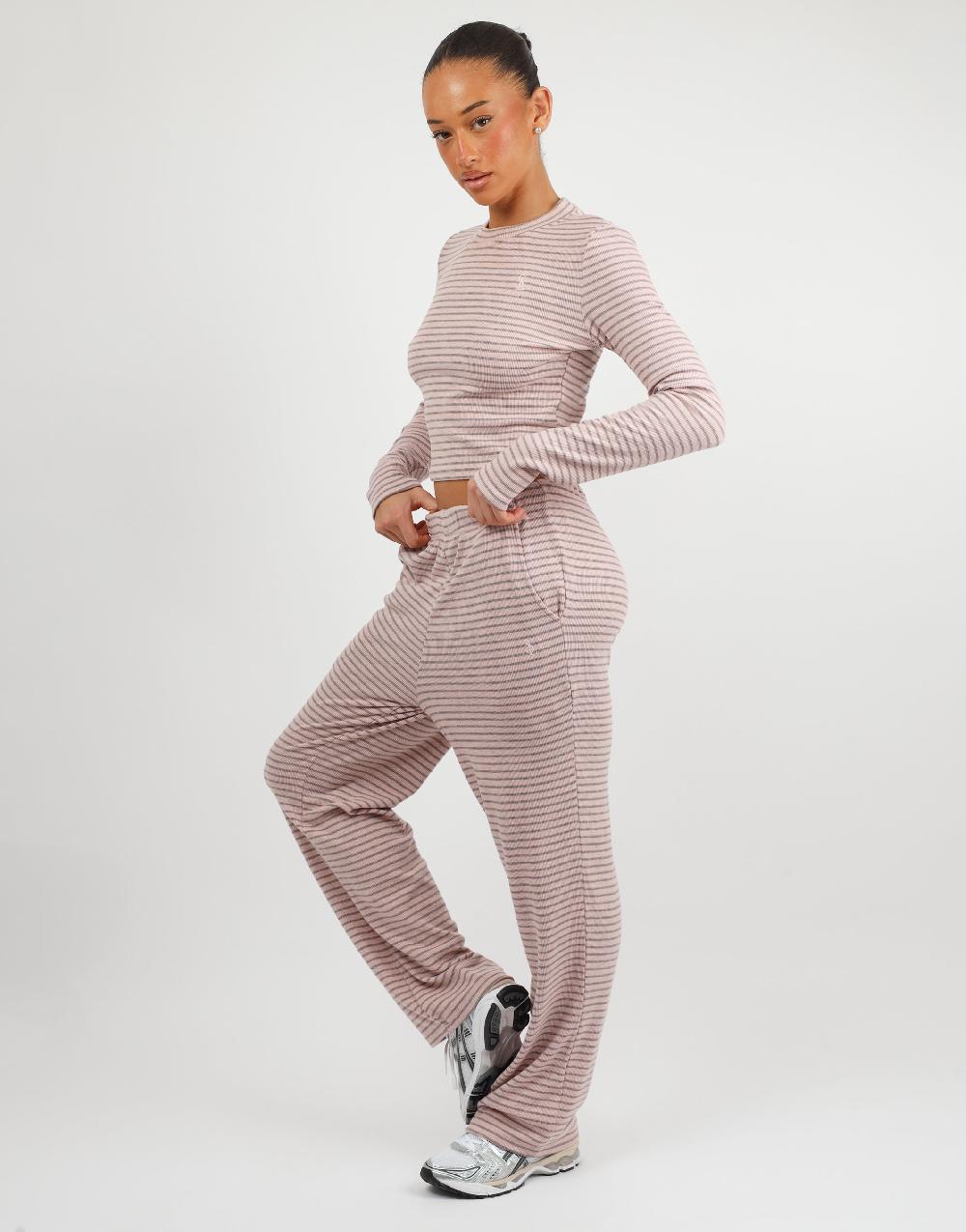 Simmi Simmi Studios Soft Stripe Fine Ribbed Trouser In Pink