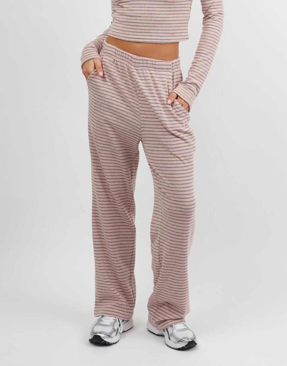 Simmi Simmi Studios Soft Stripe Fine Ribbed Trouser In Pink