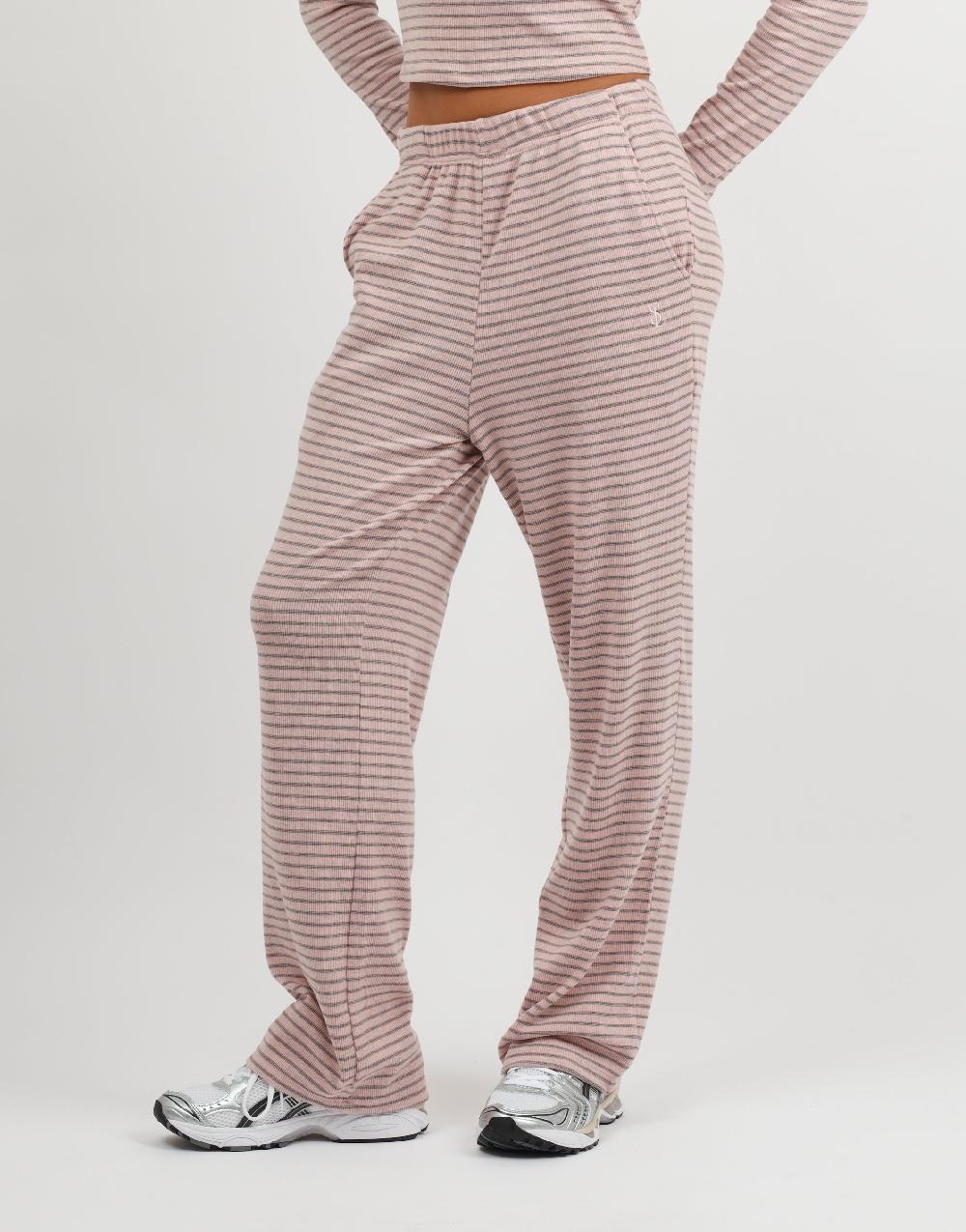 Simmi Simmi Studios Soft Stripe Fine Ribbed Trouser In Pink