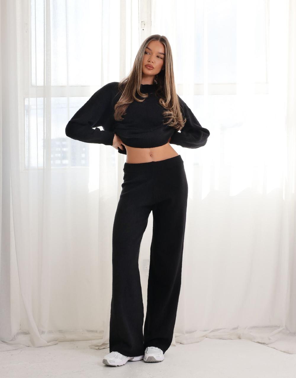 simmi simmi studios soft touch wide leg trousers in black