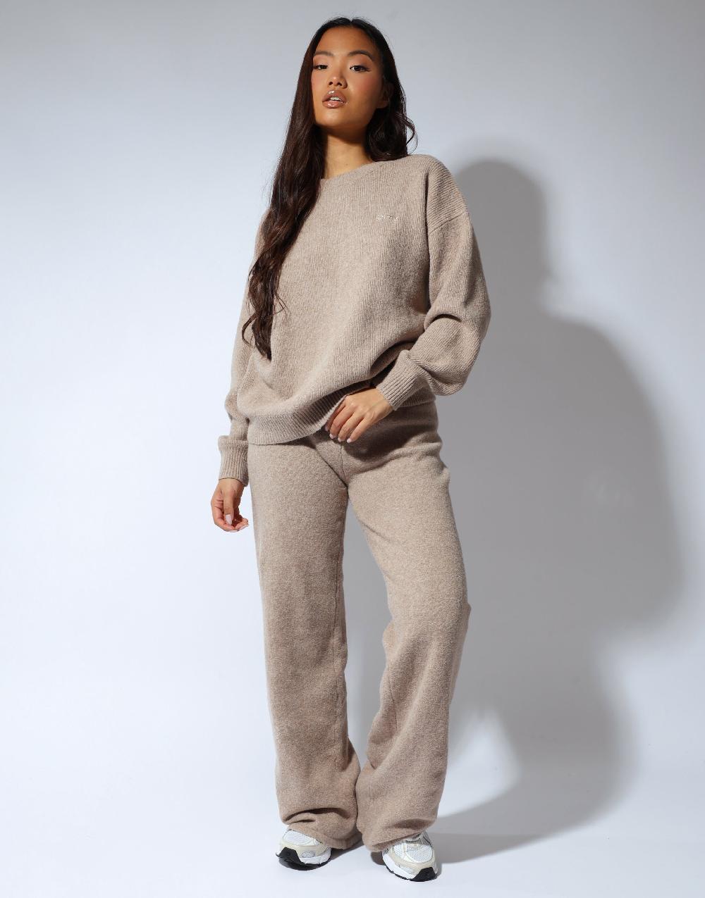 simmi Simmi studios soft touch wide leg trousers in oatmeal