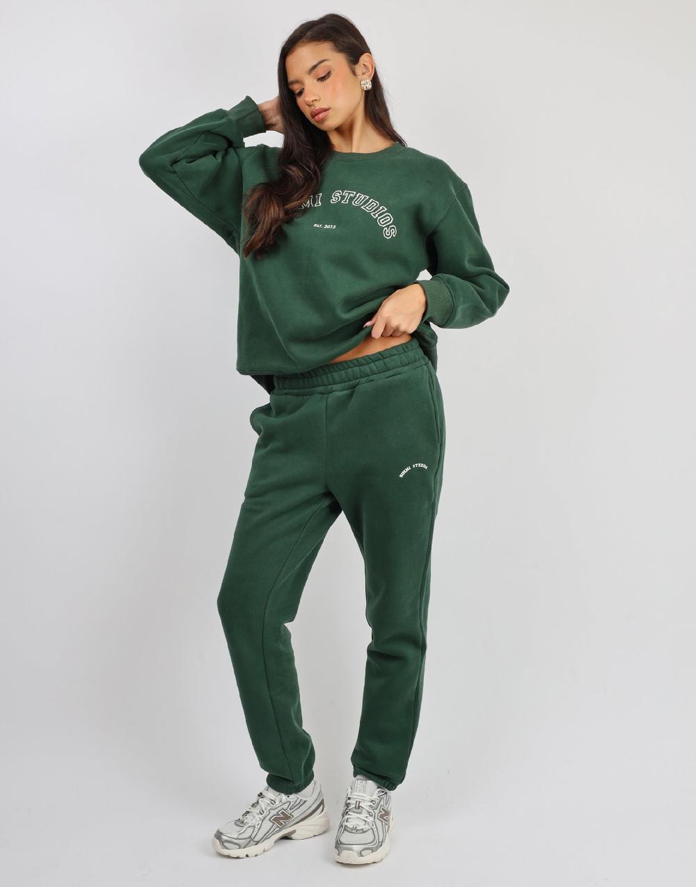 Simmi Simmi Studios Varsity Cuffed Jogger In Pine Green