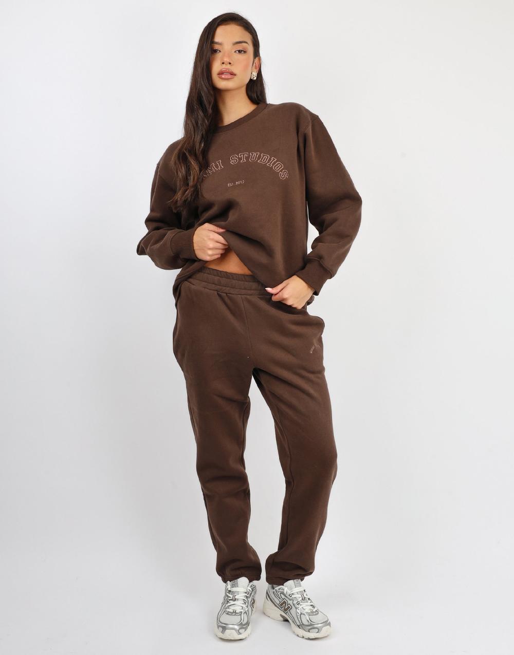 Simmi Simmi Studios Varsity Slogan Sweatshirt In Brown