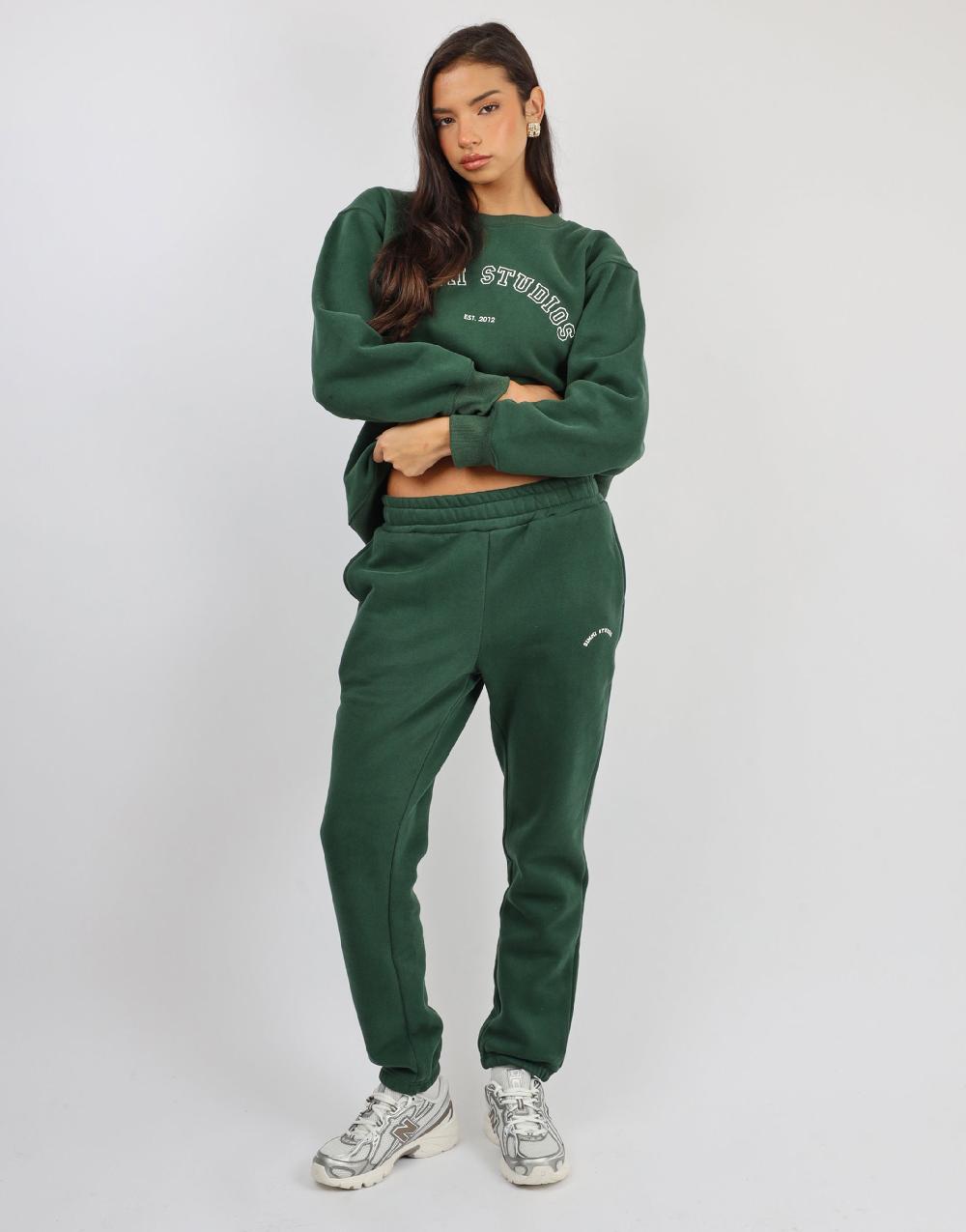 Simmi Simmi Studios Varsity Slogan Sweatshirt In Pine Green