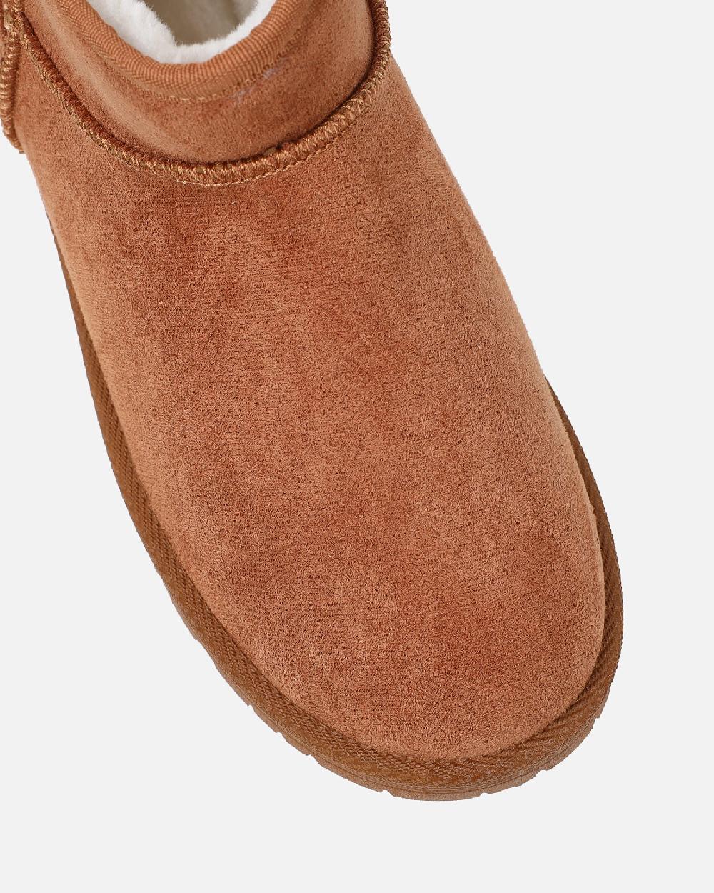 Simmi Tan Faux Suede Ultra Low Boots